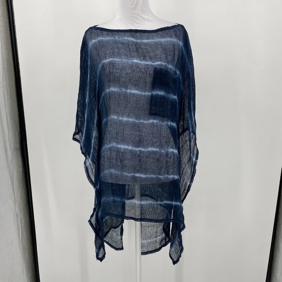 W by Worth Poncho Womens XP XS Blue White‎ Striped Lightweight Oversized Sheer - Picture 10 of 14